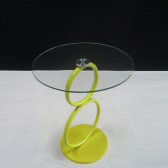 Two metal ring tempered glass table KS-30020-YL