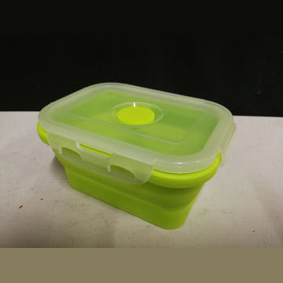 Foldable silicone preservation box with lid & both side lock ,cap : 350ml, mt’l:silicone +PP